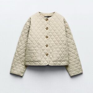 Zara Quilted Linen Blend Jacket